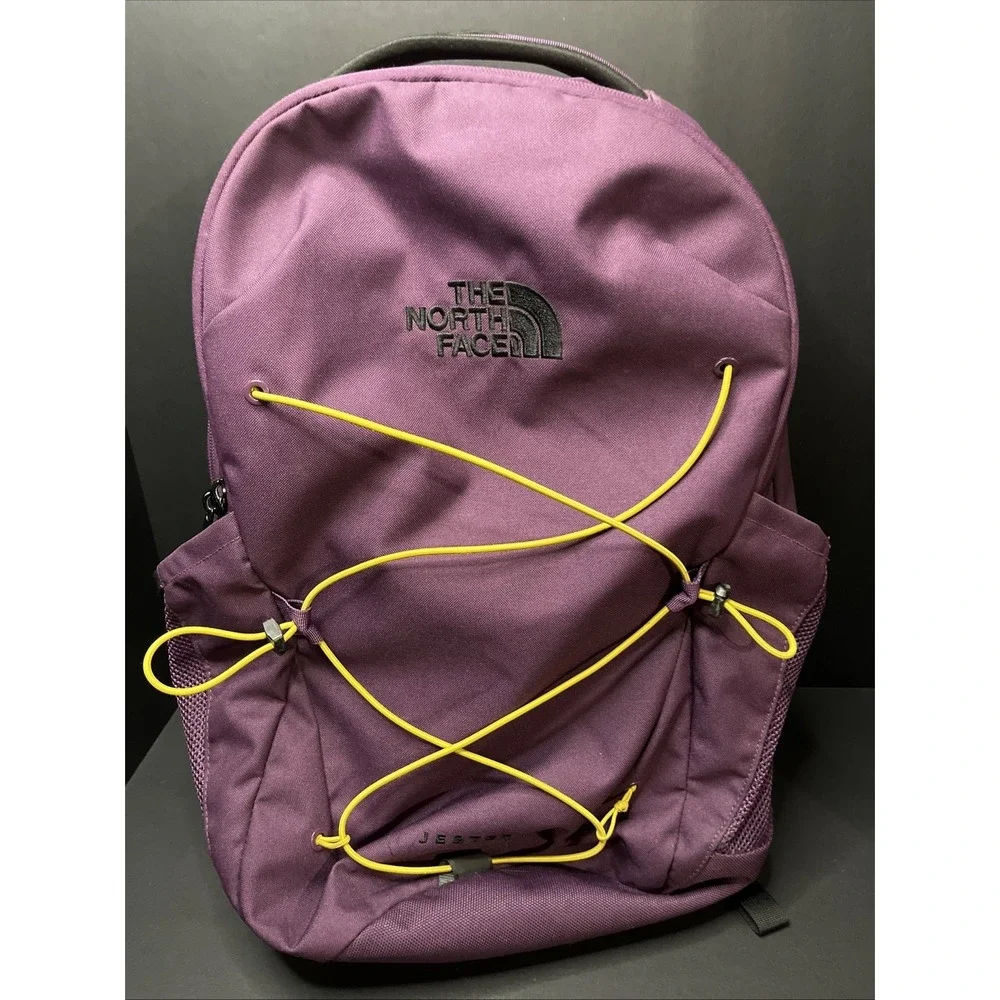 The North Face Backpack Jester Boysenberry Purple Pockets School Laptop Yellow